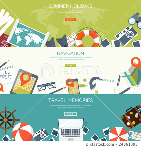 Flat travel background. Summer holidays, vacation Flat travel background. Summer holidays, vacation 24861395