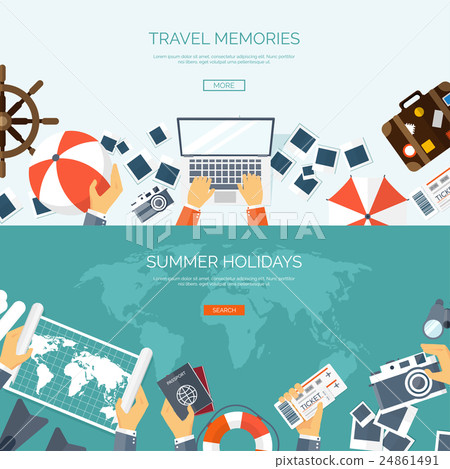 Flat travel background. Summer holidays, vacation 24861491
