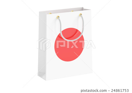Shopping bag with Japanese flag, 3D rendering Shopping bag with Japanese flag, 3D rendering 24861753