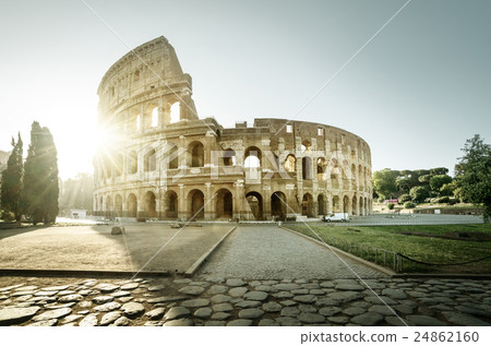 Colosseum in Rome and morning sun, Italy Colosseum in Rome and morning sun, Italy 24862160
