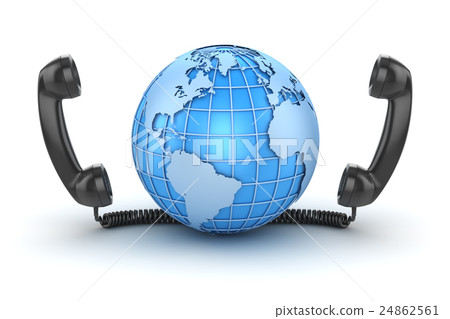Communication concept with handset and world map Communication concept with handset and world map 24862561