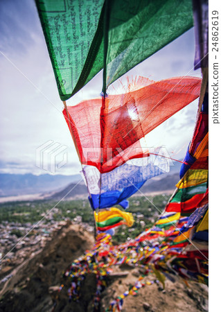 Prayer flag in Leh - capital 24862619