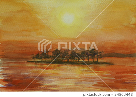 Snow sketch painting of Lake Shinji 24863448