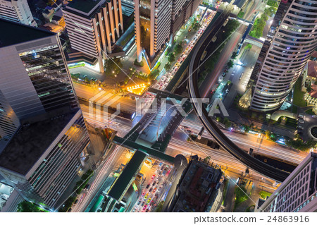 Aerial view Bangkok city road intersection 24863916