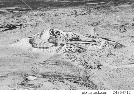 Black and White, Snow covered Mountain aerial view Black and White, Snow covered Mountain aerial view 24864712