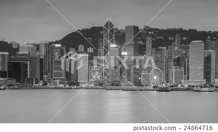 Black and White, Hong kong city skyline  24864716