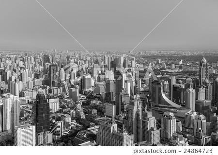 Black and White, top view central business 24864723
