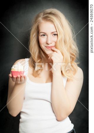 Overweight Concept. Temptation. Woman with Cake 24869070