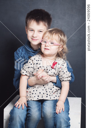 Loving Sibling. Smiling Brother and Sister Loving Sibling. Smiling Brother and Sister 24869096