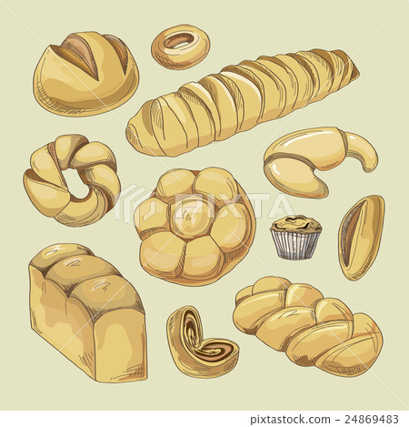 Bakery and pastry products icons set - Stock Illustration [24869483 ...