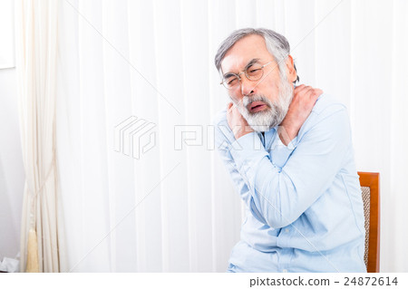 Stiff shoulder muscle pain senior citizen generation silver generation grandpa old grandfather poor physical condition illness Stiff shoulder muscle pain senior citizen generation silver generation grandpa old grandfather poor physical condition illness 24872614