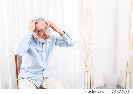 Silk Hair Loss Is Anxious Hair Loss Old Man Stock Photo