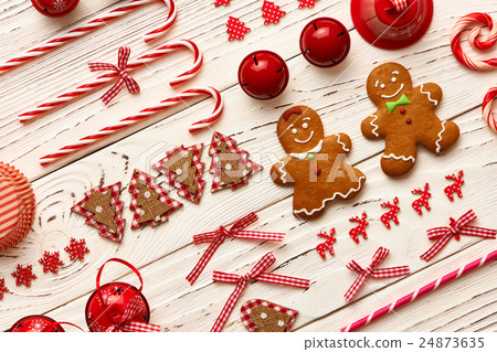 Christmas homemade decoration flat lay Christmas homemade decoration flat lay 24873635