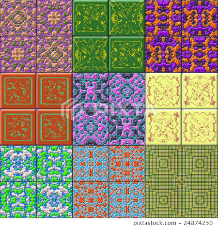 Set of glazed tiles seamless generated textures 24874230