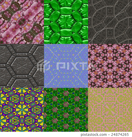Set of kaleidoscopic seamless generated textures 24874265