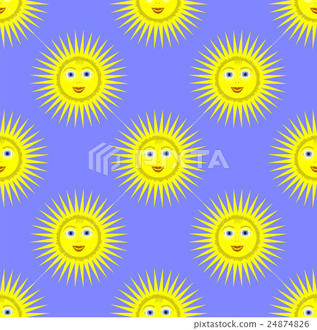 Smiling Yellow Sun Seamless Pattern 24874826