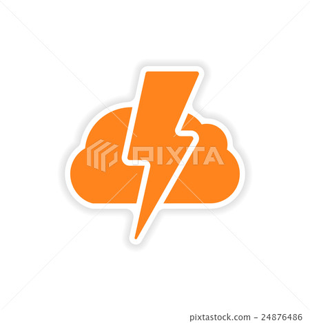 icon sticker realistic design on paper lightning icon sticker realistic design on paper lightning 24876486