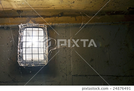 Light covered in cobwebs in dark basement Light covered in cobwebs in dark basement 24876491