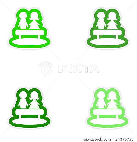 Set of paper stickers on white background boy girl 24876733