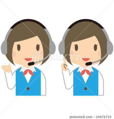 A female operator with a blue uniform wearing a headset will guide and introduce 24878710