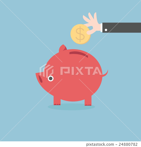 Vector piggy bank concept, flat design 24880782