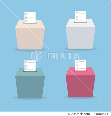 ballot box vote 4 color, flat design, vector 24880811