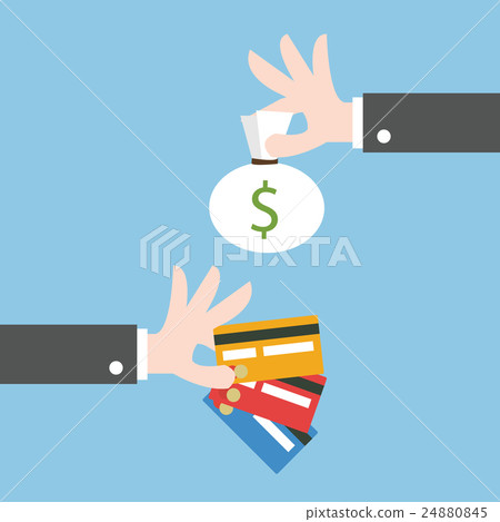 Exchange money for credit card. Flat design Exchange money for credit card. Flat design 24880845