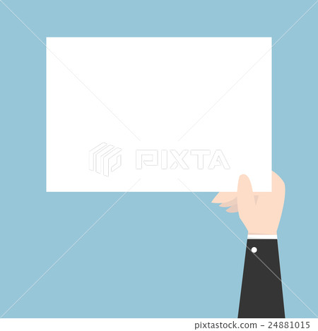Businessman hand holding card, flat design - Stock Illustration ...