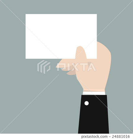 Businessman hand holding card, flat design - Stock Illustration ...