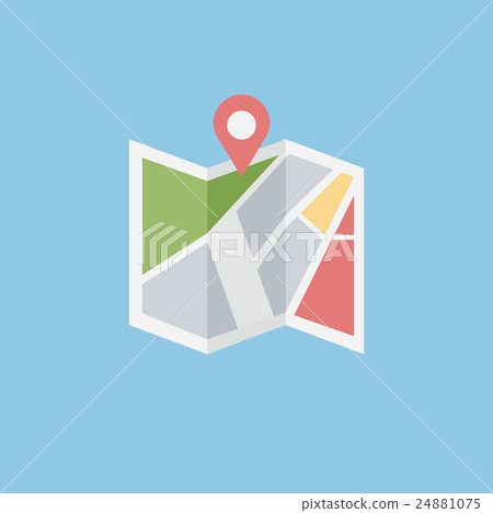 Flat colored location icon, vector 24881075