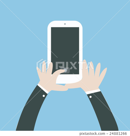 Taking a self with smart phone, Flat design 24881266
