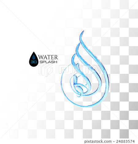 Blue 3D water splash isolated on white 24883574