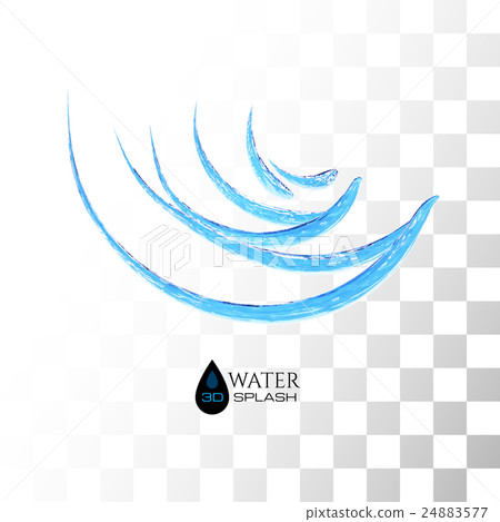 Blue 3D water splash isolated on white 24883577