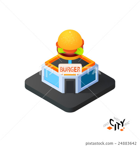Isometric burger cafe icon, building city Isometric burger cafe icon, building city 24883642