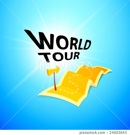 World tour concept logo, long route in travel map World tour concept logo, long route in travel map 24883643