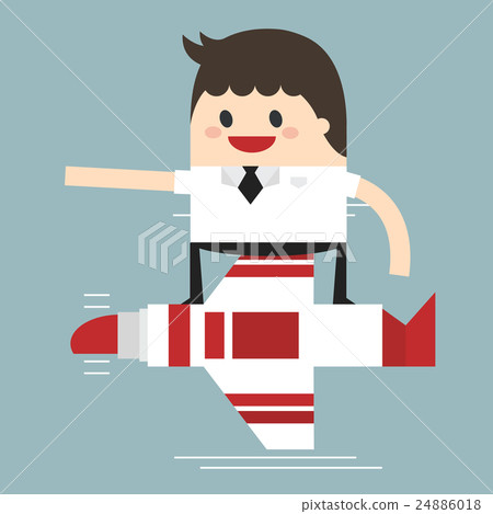 Businessman running on growing bar chart 24886018