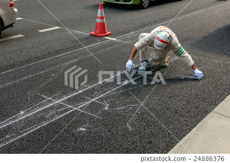 Road construction for road surface painting 24886376