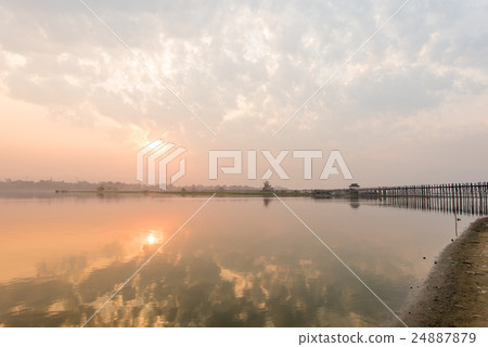U bein bridge with sunrise,The longest bridge U bein bridge with sunrise,The longest bridge 24887879