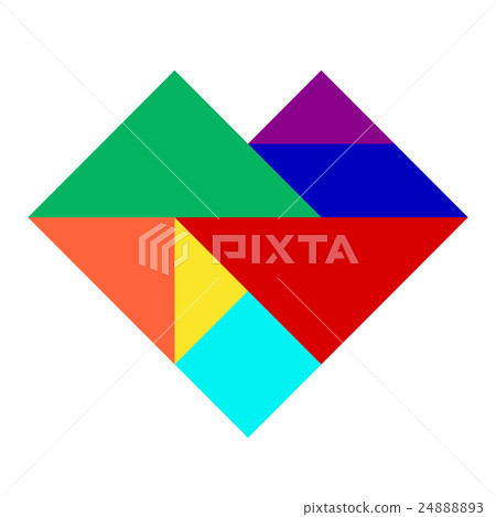 Colorful tangram puzzle in heart shape 24888893