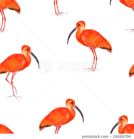 Watercolor seamless pattern with birds. 24889706