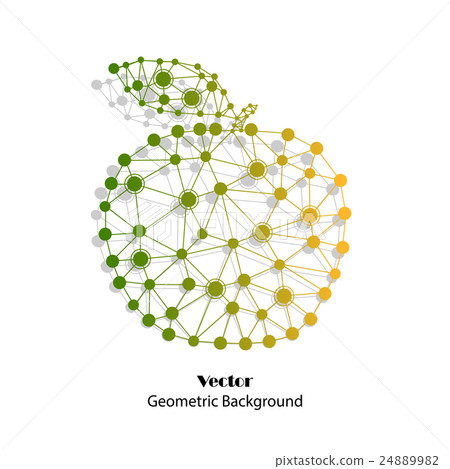 Colorful apple made of connected lines and dots. Colorful apple made of connected lines and dots. 24889982