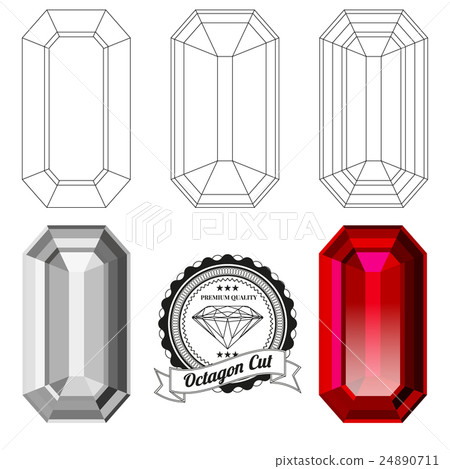 Set of octagon cut jewel views Set of octagon cut jewel views 24890711