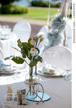 wedding decoration in white blue in a nautical wedding decoration in white blue in a nautical 24891639