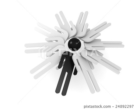 Schematic white people with one black head 24892297