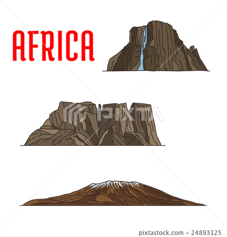 Natural travel landmarks of Africa icon, thin line 24893125