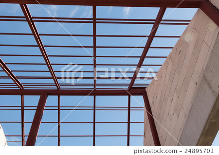Structural steel beam on roof of building Structural steel beam on roof of building 24895701