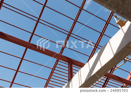 Structural steel beam on roof of building Structural steel beam on roof of building 24895703