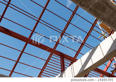 Structural steel beam on roof of building Structural steel beam on roof of building 24895705