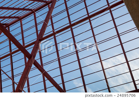 Structural steel beam on roof of building Structural steel beam on roof of building 24895706