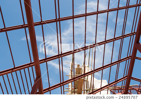 Structural steel beam on roof of building 24895707